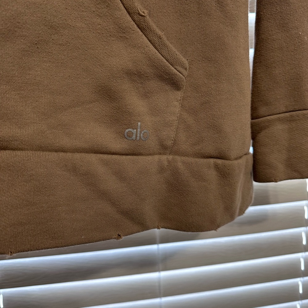 ALO Yoga Brown Distressed Hoodie - Picture 2 of 3